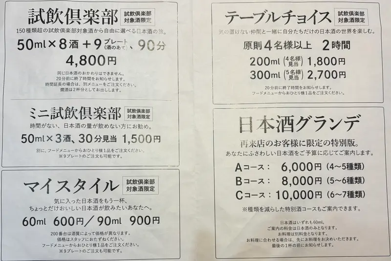 おいしい酒倶楽部_メニュー
