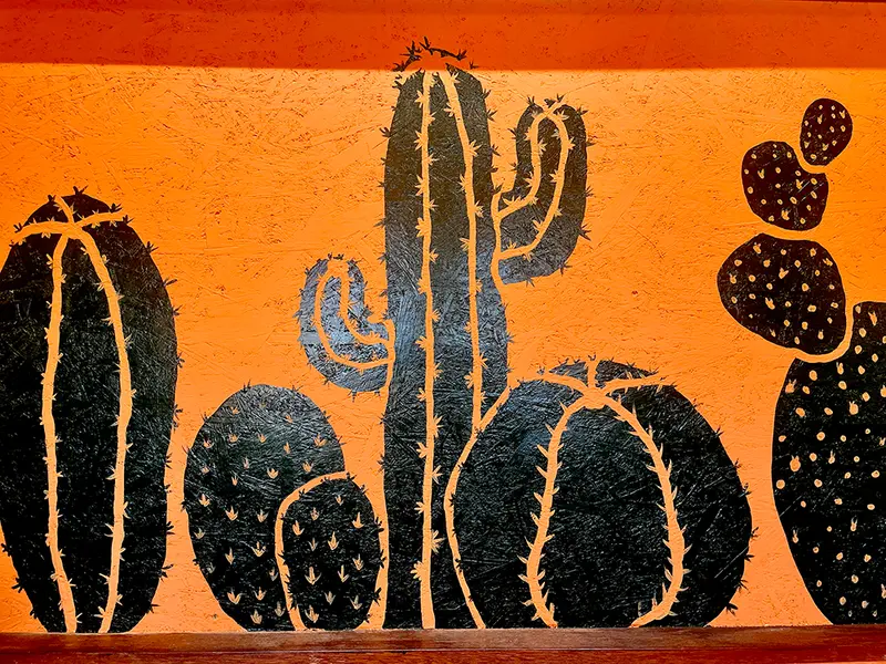 クリスティーンさんが描いたサボテン。ロンドンの美術学校に通っていた実力者だけに、サボテンのフォルムといい、さすがですね！