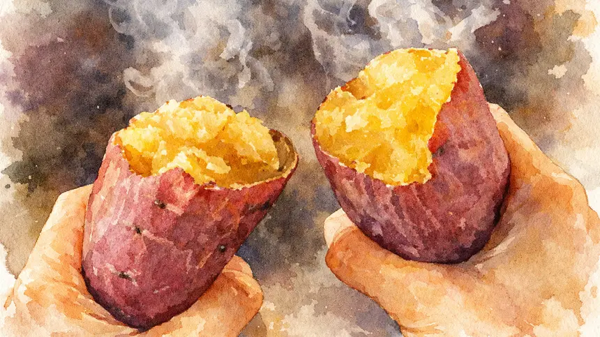 たき火でほくほく！やきいも大会を開催